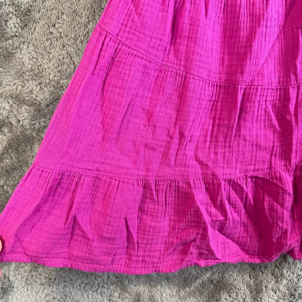 Baby Gap Pink Tiered Dress Toddler Girl 4T Muslin Cotton Sundress Fuchsia